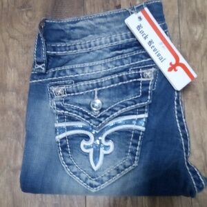 Rock Revival Women's 26 Straight Jen Embellished Shimmer Distressed NWT